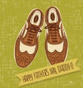 Father`s Day card with hand drawn vintage spectator shoes