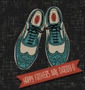 Father`s Day card with hand drawn vintage spectator shoes