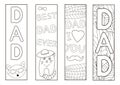 Father`s day coloring bookmarks. Dad coloring