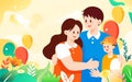 Father\'s day family hugging together, parent-child interaction