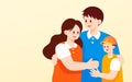 Father\'s day family hugging together, parent-child interaction