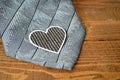 Father's Day gift: Grey tie and paper heart Royalty Free Stock Photo