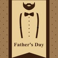 Father`s Day. Greeting card with a beard and suspenders for Fath