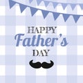 Father`s day Greeting Card, brochures, poster or banner in flat style in blue colour. Vector Fathers day Concept, blue cell