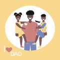 Father`s day  Greeting Card , brochures, poster or banner in flat style. Vector of love dad  and Fathers day Concept, happy Royalty Free Stock Photo