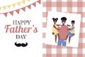 Father`s day Greeting Card , brochures, poster or banner in flat style. Vector of love dad and Fathers day Concept, happy