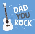 Father's day greeting card design with custom typography and guitar.