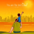 Fathers Day greeting card with son and father. Royalty Free Stock Photo