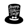 Father`s day greeting in a hat. Trendy lettering card.