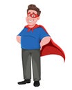 Father`s day. Handsome dad in superhero costume