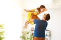 Father`s day. Happy family daughter hugs his dad Royalty Free Stock Photo