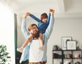 Father`s day. Happy family daughter hugs his dad Royalty Free Stock Photo