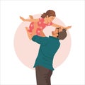 Father\'s day. Happy family daughter hugs his dad on holiday