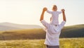 Father`s day. Happy family father and toddler son playing and l Royalty Free Stock Photo