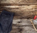 Various tools on wooden rustic background Royalty Free Stock Photo