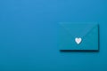 Father`s day letter. Blue envelope with white hearts