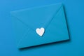 Father`s day letter. Blue envelope with white hearts