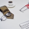 Flat lay aerial of tools Father`s Day or medical & Healthcare insurance Royalty Free Stock Photo