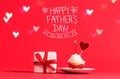 Father`s Day message with cupcake and heart Royalty Free Stock Photo