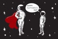 Father`s Day. Postcard with astronauts. Royalty Free Stock Photo