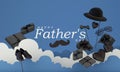 Father\'s Day poster or banner template with necktie and heart shape Greetings and presents for Father\'s Dad. Royalty Free Stock Photo