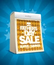 Father`s day sale vector poster concept with tear-off calendar