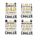 father s Day Saying and Quotes. Cooler dad set bundle, good for print Royalty Free Stock Photo