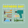 Fathers day. A set of tools for men: drill and hammer, screwdri