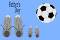 Father`s day, shoes, soccer ball Royalty Free Stock Photo