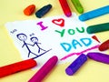 Father`s day theme with I LOVE YOU DADD message. Royalty Free Stock Photo