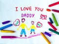 Father`s day theme with I LOVE YOU DADDY message. Royalty Free Stock Photo
