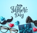 Father`s day vector background design. Happy father`s day greeting text in blue background Royalty Free Stock Photo