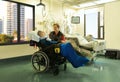 Father with disabled son in hospital room after brain surgery Royalty Free Stock Photo