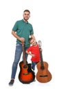 Father and son with acoustic guitars Royalty Free Stock Photo