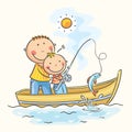 Father and son in the boat