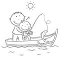 Father and son in the boat, fishing Royalty Free Stock Photo