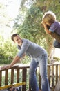 Father And Son Building Tree House Together Royalty Free Stock Photo