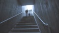 Father and son climbing stairs in pedestrian subway Royalty Free Stock Photo