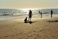 Father and son on the Costa Ballena beach, Cadiz province, Spain Royalty Free Stock Photo