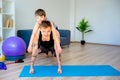 Father and son doing push ups Royalty Free Stock Photo