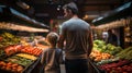 Father-Son Duo: Navigating the Aisles Royalty Free Stock Photo