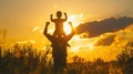 The Father and Son Sunset. AI generated Royalty Free Stock Photo