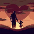 Father and son, family love illustration