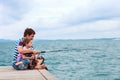 Father and son fishing together Royalty Free Stock Photo