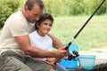 Father and son fishing Royalty Free Stock Photo