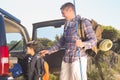 Father and son on a fishing trip Royalty Free Stock Photo