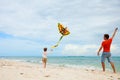 Father and son flying kite Royalty Free Stock Photo