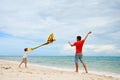 Father and son flying kite Royalty Free Stock Photo