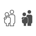 Father and son friendship line and solid icon. Dad protection and child care symbol, outline style pictogram on white
