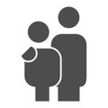 Father and son friendship solid icon. Dad protection and child care symbol, glyph style pictogram on white background